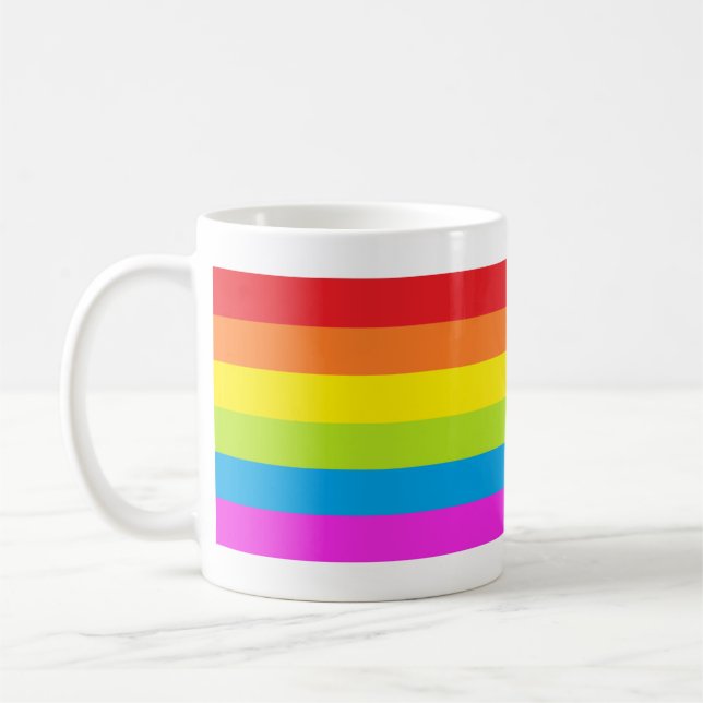 Tasse de café lumineuse de rayure d'arc-en-ciel (Gauche)