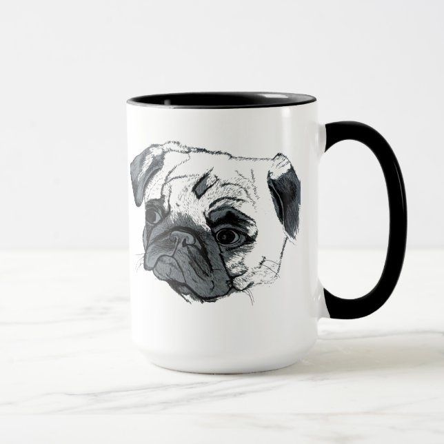 Tasse de café mignonne de carlin (Droite)
