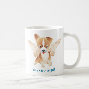 Tasse de café mignonne de chien avec des ailes