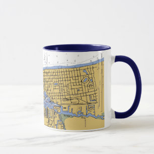 Tasse de café nautique de diagramme de port de