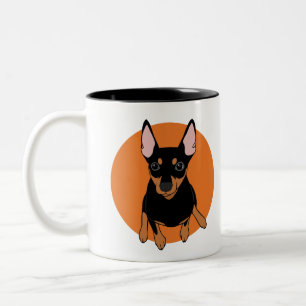 Tasse de café noire de chien de Pinscher miniature