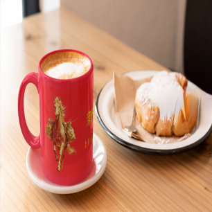Tasse de café Nouvel An chinois Cheval en or 2026