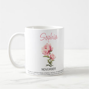 Tasse de café personnalisée avec fleur de naissanc