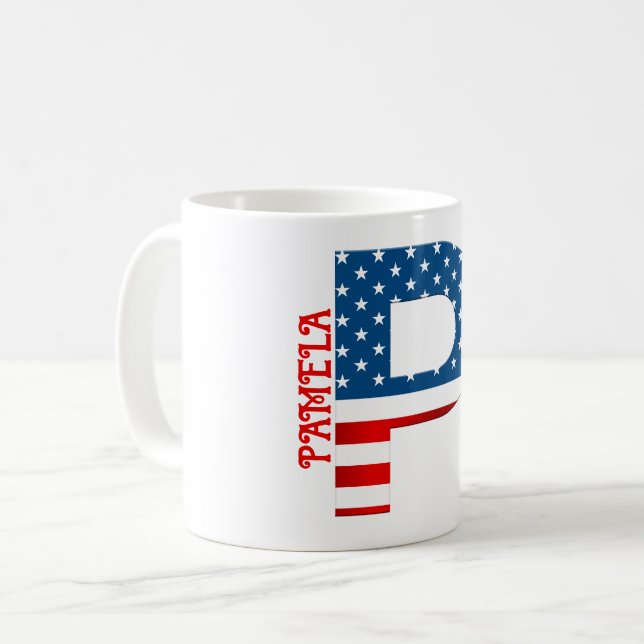 Tasse de café personnalisée avec monogramme du 14  (Devant gauche)