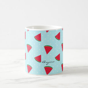Tasse de café personnalisée Fun Été Bleu Pastèque