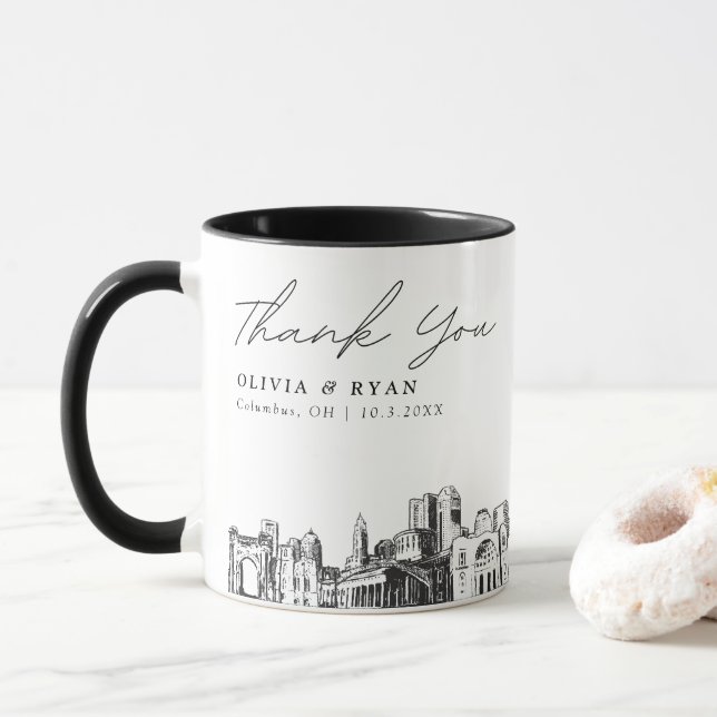 Tasse de café personnalisée minimale pour mariage  (Avec donut)