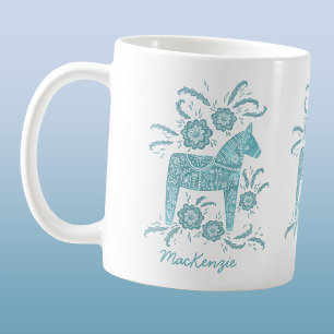 Tasse de café personnalisée sarcelle Cheval Dala s