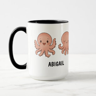 Tasse de café Pieuvre Rose Mignonne Nom Personnali