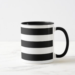 Tasse de café rayée noire et blanche de sonnerie