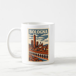 Tasse de café rétro de voyage à Bologne Italie Cad