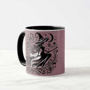Tasse de café rose pâle effrayante et mignonne pou