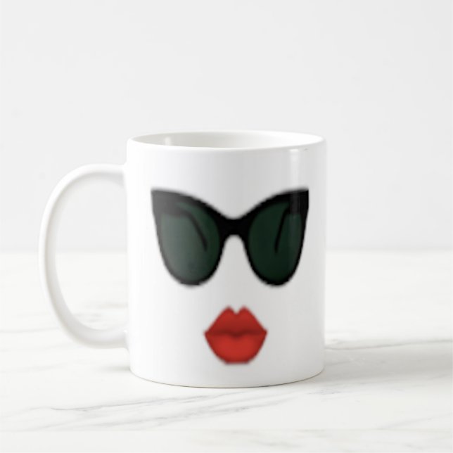 Tasse de café rouge de patron de lèvre de lunettes (Gauche)