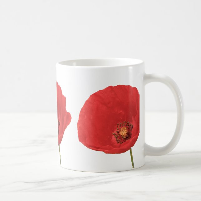 Tasse de café rouge de pavots (Droite)