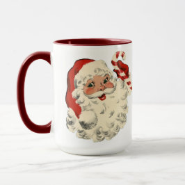 Tasse de café rouge vintage mignonne du père noël
