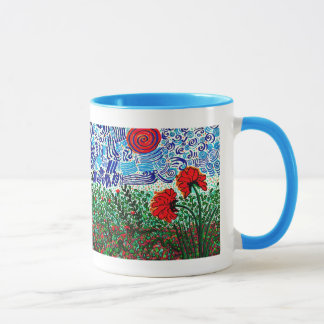 Tasse de café sauvage de ciel de fleurs sauvages