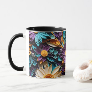 Tasse de café Symphonie florale en papier quillé
