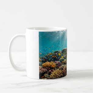 Tasse de café Tortue de mer verte glissant sur le