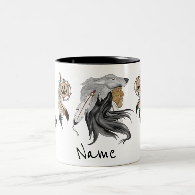 Tasse de café tribale d'esprit de loup de Natif (Centre)