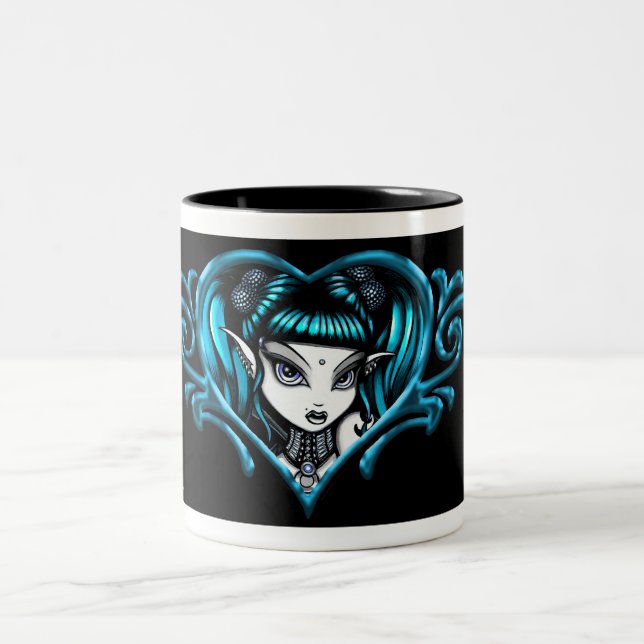 Tasse de café turquoise de style de tatouage de (Centre)