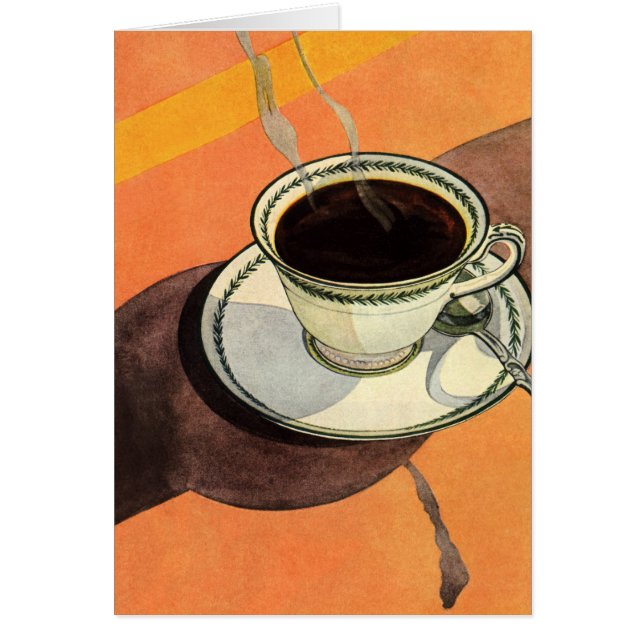 Tasse de café vintage, soucoupe, cuillère, diner r (Devant)