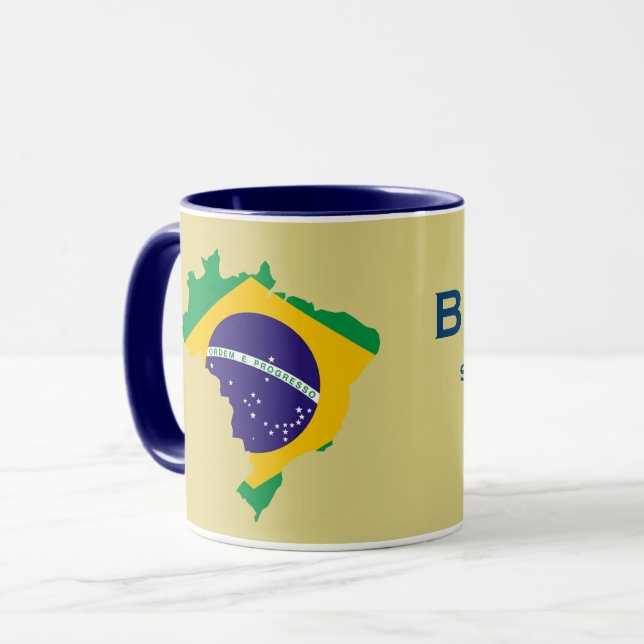 Tasse de carte de drapeau du Brésil (Devant gauche)