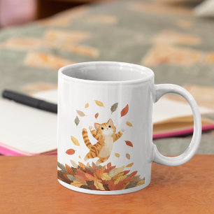 Tasse de chat automnal ludique, cadeau mignon