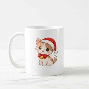 Tasse de chat de Noël Kawaii avec chapeau de Père