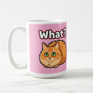 Tasse de chat orange duveteux confus "Quoi?" Mème