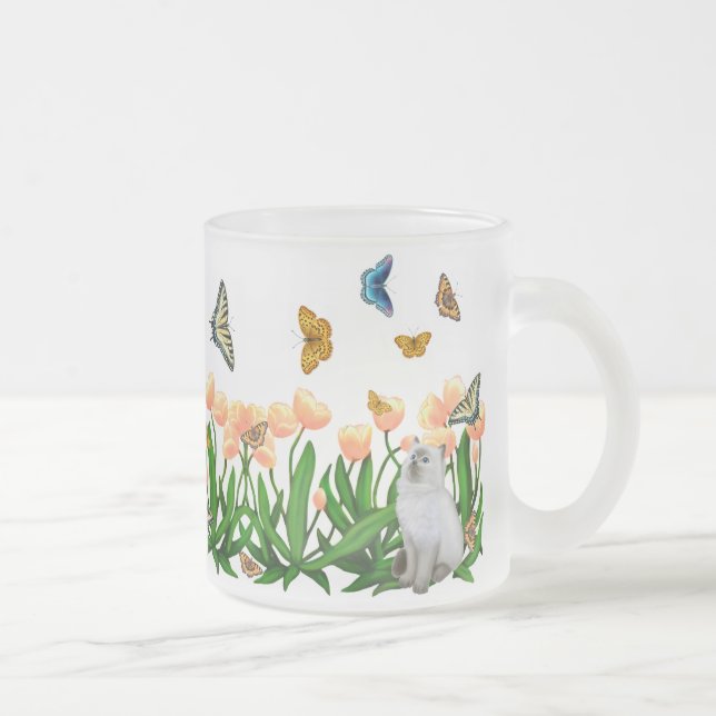 Tasse de chats de jardin de papillon de ressort (Droit)