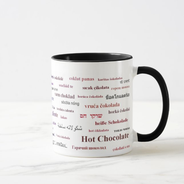 Tasse de chocolat chaud dans différentes langues (Droite)