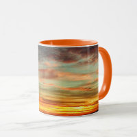Tasse de ciel de coucher du soleil de janvier