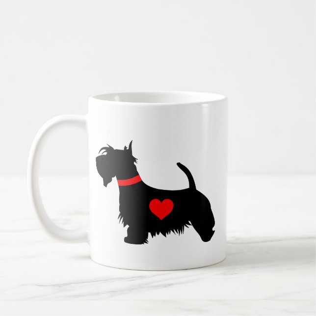 Tasse de coeur de chien de Scottie - décrivez les (Gauche)