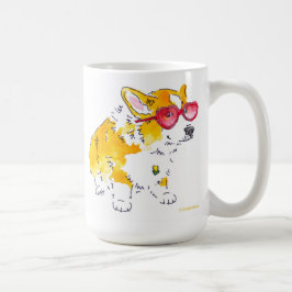 Tasse de corgi de lunettes de soleil de coeur