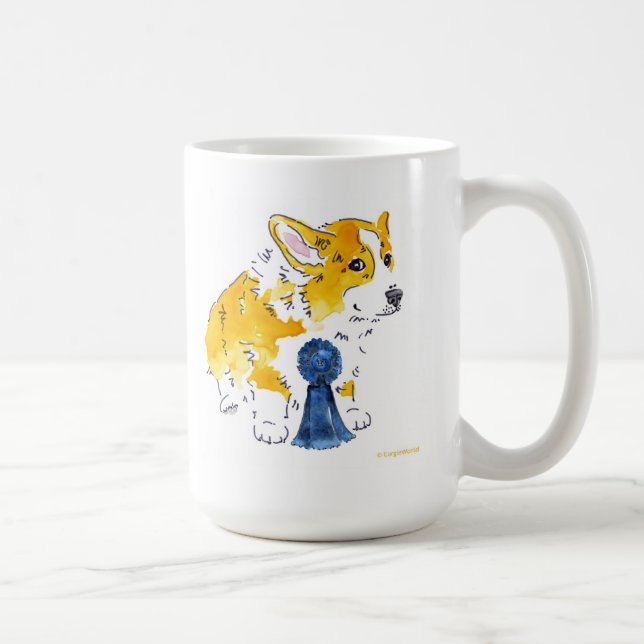 Tasse de corgi de ruban bleu (Droite)