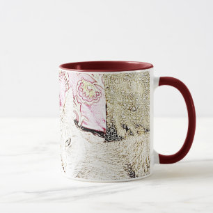 Tasse de croquis de chat de caresses
