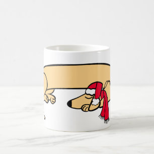 Tasse de Dachshund endormi à Noël