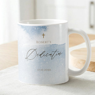 Tasse de dédicace de bébé garçon à l'aquarelle ble