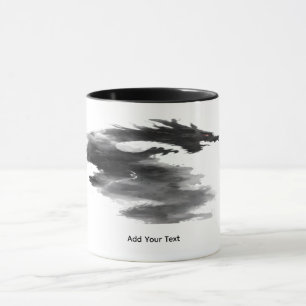 Tasse de fantasy Dragon Fumée Encre Noire Abstrait