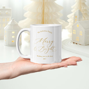 Tasse de fêtes élégante en or « Merry & Bright »