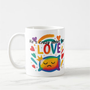Tasse de fierté "Fou d'elle" Amour LGBTQ+ arc-en