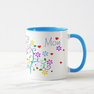 Tasse de fleur de maman de joyeux anniversaire