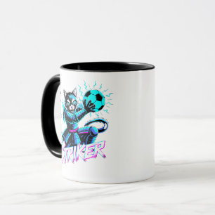 Tasse de football pour chat samouraï Cyberpunk