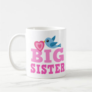 Tasse de grande soeur avec l'oiseau et le coeur