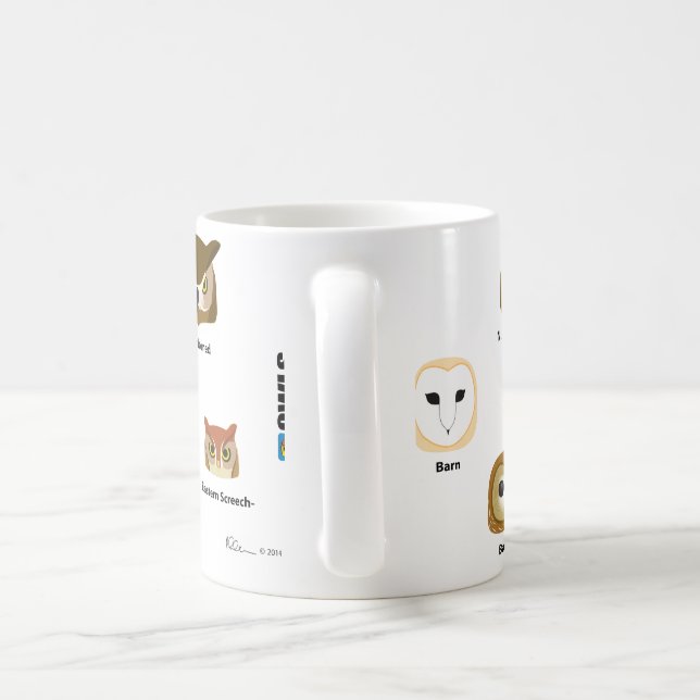 Tasse de hibou de BirdFace (avec des étiquettes) (Poignée)