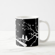 Tasse de hibou et de café de chats