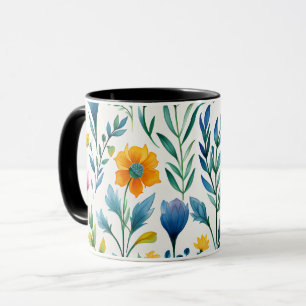 Tasse de jardin de fleurs sauvages aquarelle