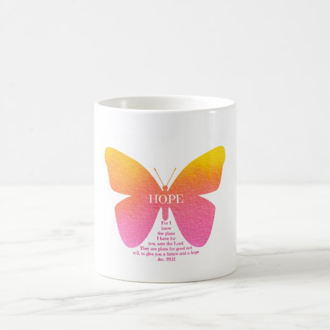 Tasse de Jérémie 29 de papillon d'espoir (Centre)