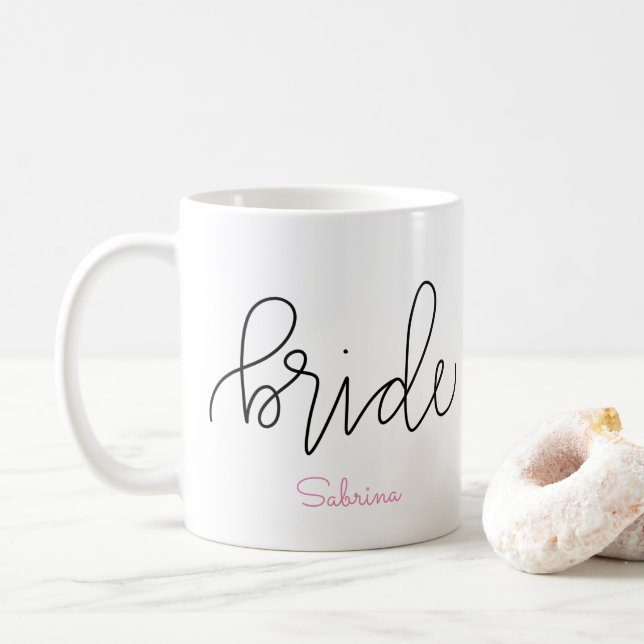 Tasse de jeune mariée - conception de lettrage (Avec donut)