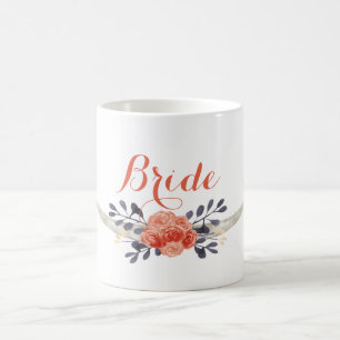 Tasse de jeune mariée de Boho d'aquarelle