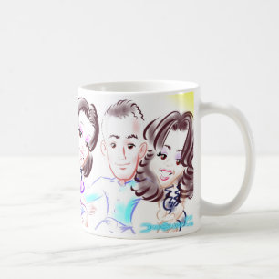 Tasse de la caricature 3some de partie de